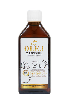 Lab-v Salmon Oil Olej z łososia 100% dla psa i kota 250 ml Szklana butelka