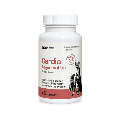 Lab-v Cardio Regeneration – Wsparcie prawidłowego funkcjonowania pracy serca i układu krążenia dla psów i kotów 45 kapsułek