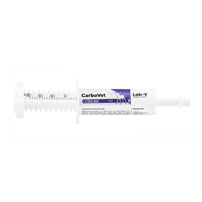 Lab-v CarboVet Cielak - mieszanka paszowa stosowana w celu stabilizacji pracy układu pokarmowego oraz usuwania toksyn z organizmu dla cieląt 20 ml