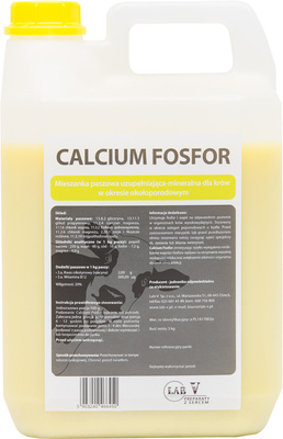 Lab-v Calcium Fosfor - Mieszanka paszowa uzupełniająca mineralna dla bydła pomocna w okresie okołoporodowym zapobiegająca niedoborom wapnia 5 kg