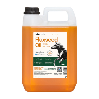 Lab-v Olej lniany Flaxseed Oil – materiał paszowy dla koni, psów i kotów 5000 ml